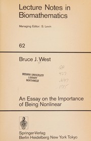 Front cover of An essay on the importance of being nonlinear by Bruce J. West
