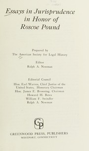 Front cover of Essays in jurisprudence in honor of Roscoe Pound by American Society for Legal History.