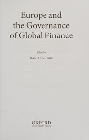 Front cover of Europe and the governance of global finance by Daniel Mügge