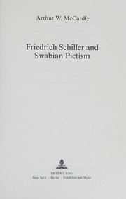 Front cover of Friedrich Schiller and Swabian Pietism by Arthur W. McCardle
