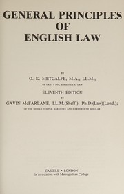 Cover of General principles of English law by Oswald Killingbreck Metcalfe