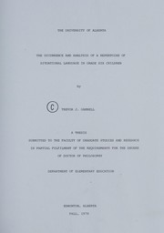 Front cover of The occurrence and analysis of a repertoire of situational language in grade six children by Trevor J. Gambell