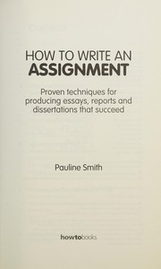 Cover of How to Write an Assignment 8E by Pauline Smith