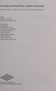 Front cover of Learning and Doing Policy Analysis in Education by Maria Teresa Tatto
