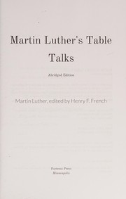 Cover of Martin Luther's Table Talk by French, Henry F.
