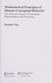 Front cover of Mathematical Principles of Human Conceptual Behavior by Ronaldo Vigo