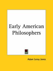 Front cover of Early American philosophers by Adam Leroy Jones