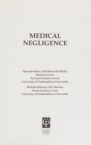Front cover of Medical negligence by Malcolm Khan