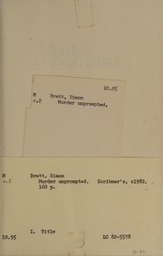 Cover of Murder unprompted by Simon Brett
