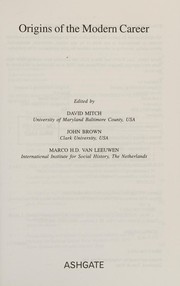 Front cover of ORIGINS OF THE MODERN CAREER; ED. BY DAVID MITCH by David Mitch