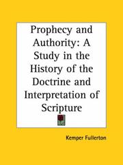 Front cover of Prophecy and authority by Kemper Fullerton