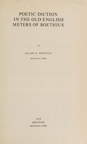 Front cover of Poetic diction in the Old English meters of Boethius by Allan A. Metcalf