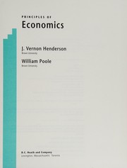 Front cover of Principles of economics by J. Vernon Henderson