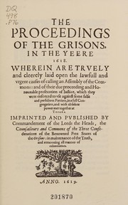 Front cover of The Proceedings of the Grisons by Unknown