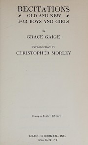 Cover of Recitations by Grace Gaige