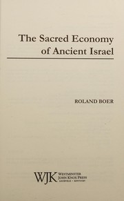 Cover of The sacred economy of ancient Israel by Roland Boer