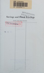 Front cover of Savings and fiscal privilege by John Hills