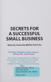 Cover of Secrets for a Successful Small Business by Larry D. Ellis