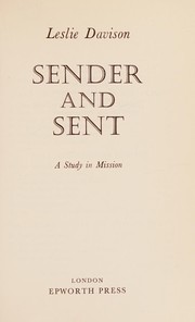 Cover of Sender and sent: a study in mission by Leslie Davison