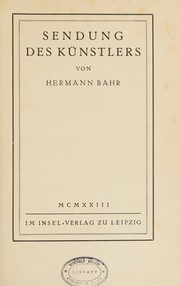 Cover of Sendung des Künstlers by Hermann Bahr