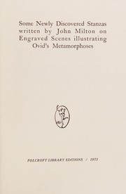 Front cover of Some newly discovered stanzas written by John Milton on engraved scenes illustrating Ovid's Metamorphoses by John Milton