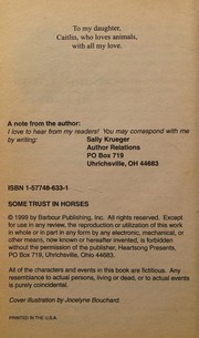 Front cover of Some trust in horses by Sally Krueger