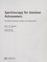 Front cover of Spectroscopy for Amateur Astronomers by Marc F. M. Trypsteen