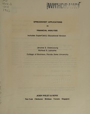 Cover of Spreadsheet applications in financial analysis by Jerome S. Osteryoung