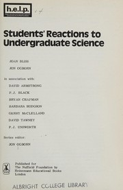 Front cover of Students' reactions to undergraduate science by Joan Bliss