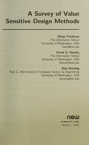Cover of Survey of Value Sensitive Design Methods by Batya Friedman