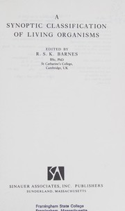 Front cover of A Synoptic classification of living organisms by R. S. K. Barnes