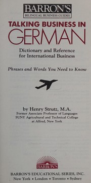 Front cover of Talking business in German by Henry Strutz