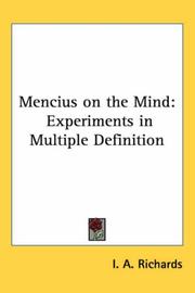 Cover of Mencius on the mind by I. A. Richards