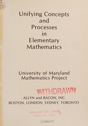 Front cover of Unifying concepts and processes in elementary mathematics by University of Maryland Mathematics Project.