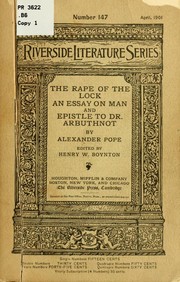 Front cover of The Rape of the Lock, An Essay on Man and Epistle to Dr. Arbuthnot by Alexander Pope