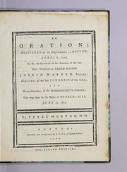 Front cover of An oration; delivered at the King's-Chapel in Boston, April 8, 1776 by Perez Morton