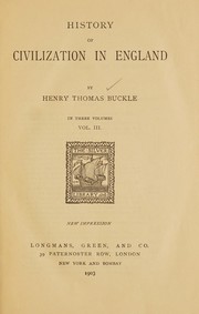 Cover of History of civilization in England by Henry Thomas Buckle