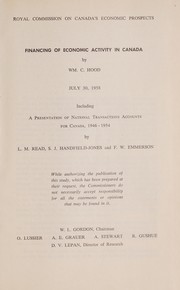 Front cover of Financing of economic activity in Canada by William C. Hood