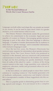 Front cover of Words that count women out/in by Ontario Women's Directorate.
