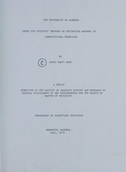 Front cover of Grade six students' methods of estimating answers to computational exercises by Carol Marie Hauk