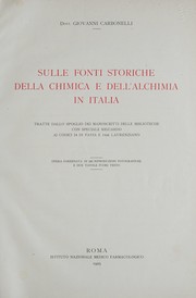 Front cover of Sulle fonti storiche della chimica e dell'alchimia in Italia by Giovanni Carbonelli