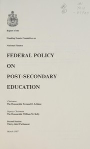 Front cover of Federal policy on post-secondary education by Canada. Parliament. Senate. Standing Committee on National Finance.