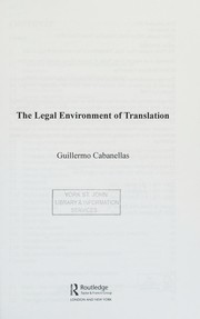 Cover of Legal Environment of Translation by Guillermo Cabanellas