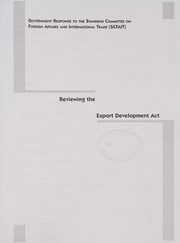 Front cover of Reviewing the Export Development Act by Canada. Department of Foreign Affairs and International Trade.