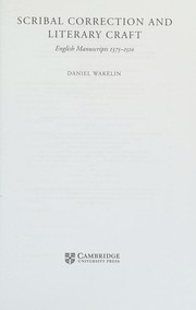 Cover of Scribal Correction and Literary Craft by Daniel Wakelin