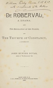 Cover of De Roberval, a drama by John Hunter-Duvar