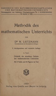 Front cover of Methodik des mathematischen Unterrichts by Lietzmann, Walther