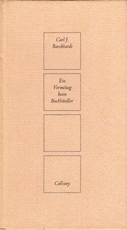 Cover of Ein Vormittag beim Buchhändler by Carl Jacob Burckhardt