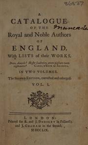 Front cover of A catalogue of the royal and noble authors of England, with lists of their works ... by Horace Walpole