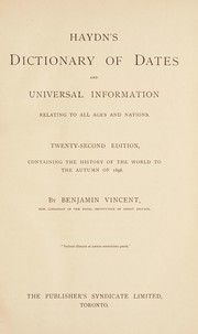 Front cover of Haydn's dictionary of dates and universal information relating to all ages and nations by Joseph Haydn